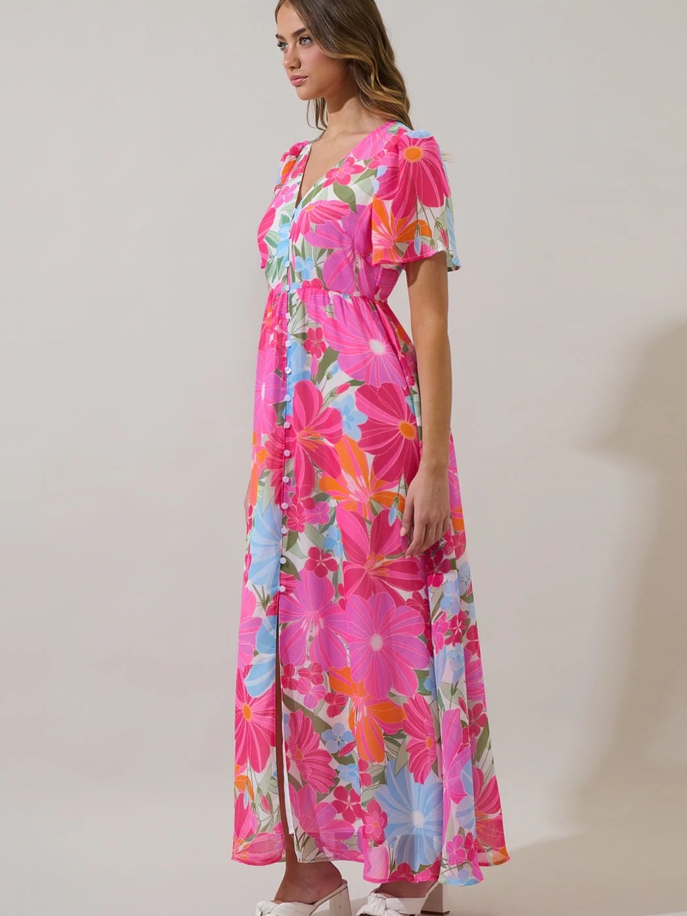 Sugarlips Pink Calista Floral Maxi Dress - Picture 4 of 6